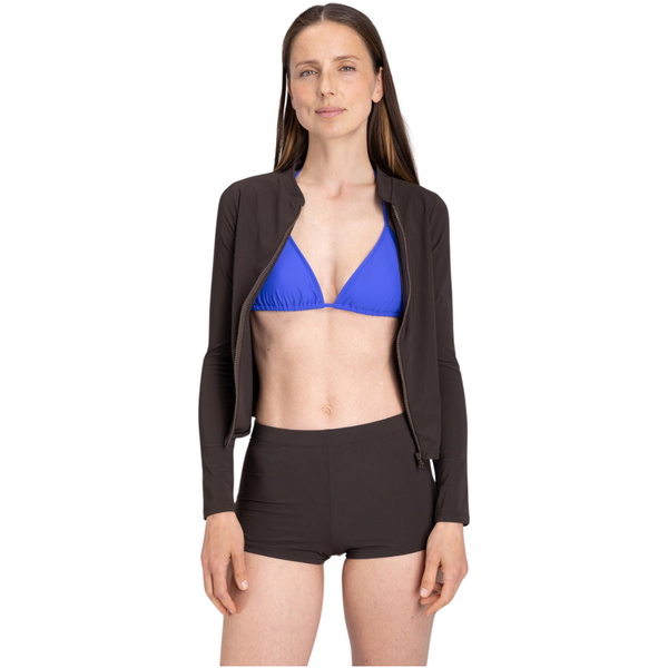 2026 Wallien Womens Rash Guard With Zip 102045001 - Coffee